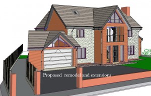 3D Design Rendering of the Redesign by Lancashire Architectural Consultant Chris Sinkinson of Homeplan Designs.