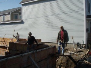The foundation is being built for the 2012 Habitat Blitz that Cambridge,MA architectThomas Downer is participating in. 