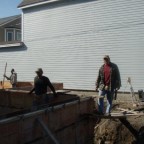 The foundation is being built for the 2012 Habitat Blitz that Cambridge,MA architect Thomas Downer is participating in.